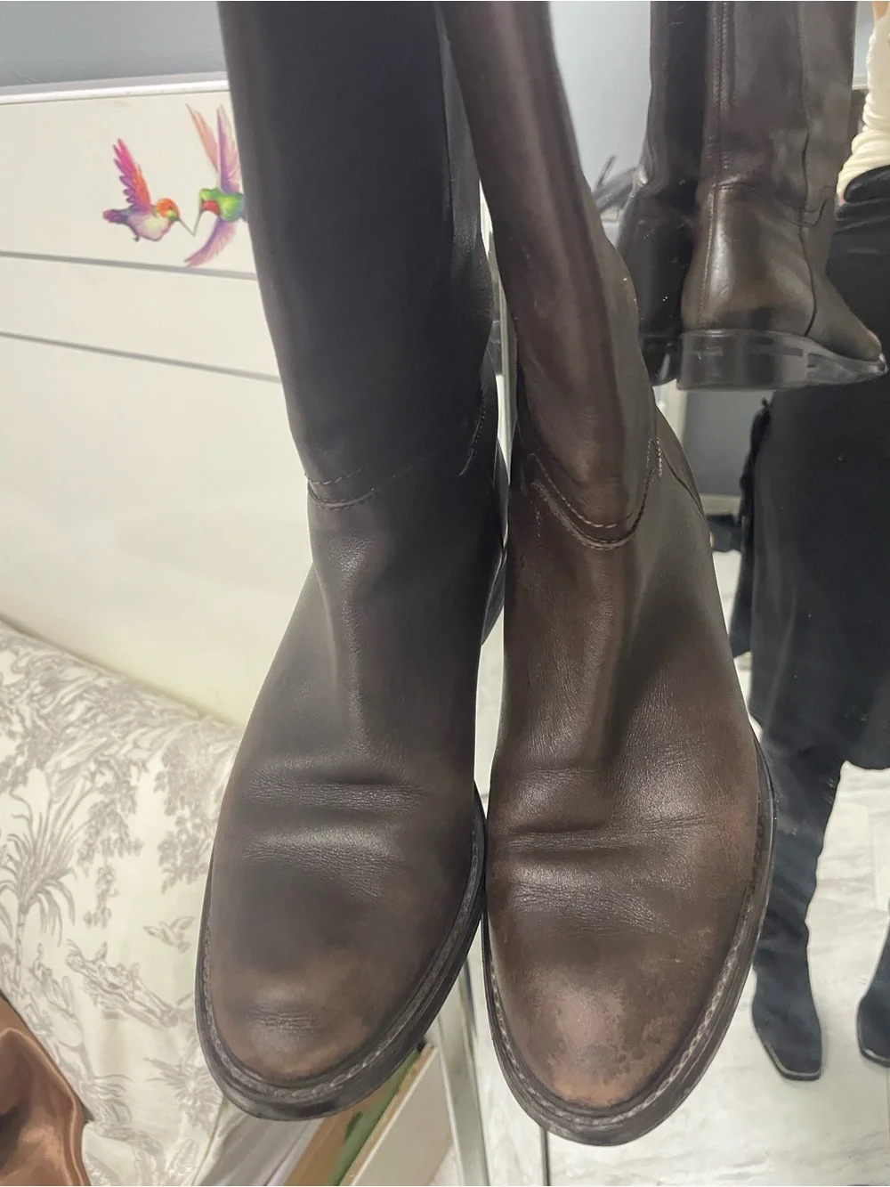 Salvatore Ferragamo Dark Brown Leather Riding Boots with Gold Hardware - Picture 2 of 5